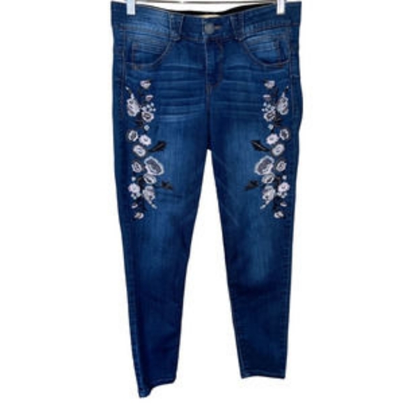 Women's Democracy Flower Embroidered AB Solution Ankle Jeans Size 8 P - Picture 3 of 12